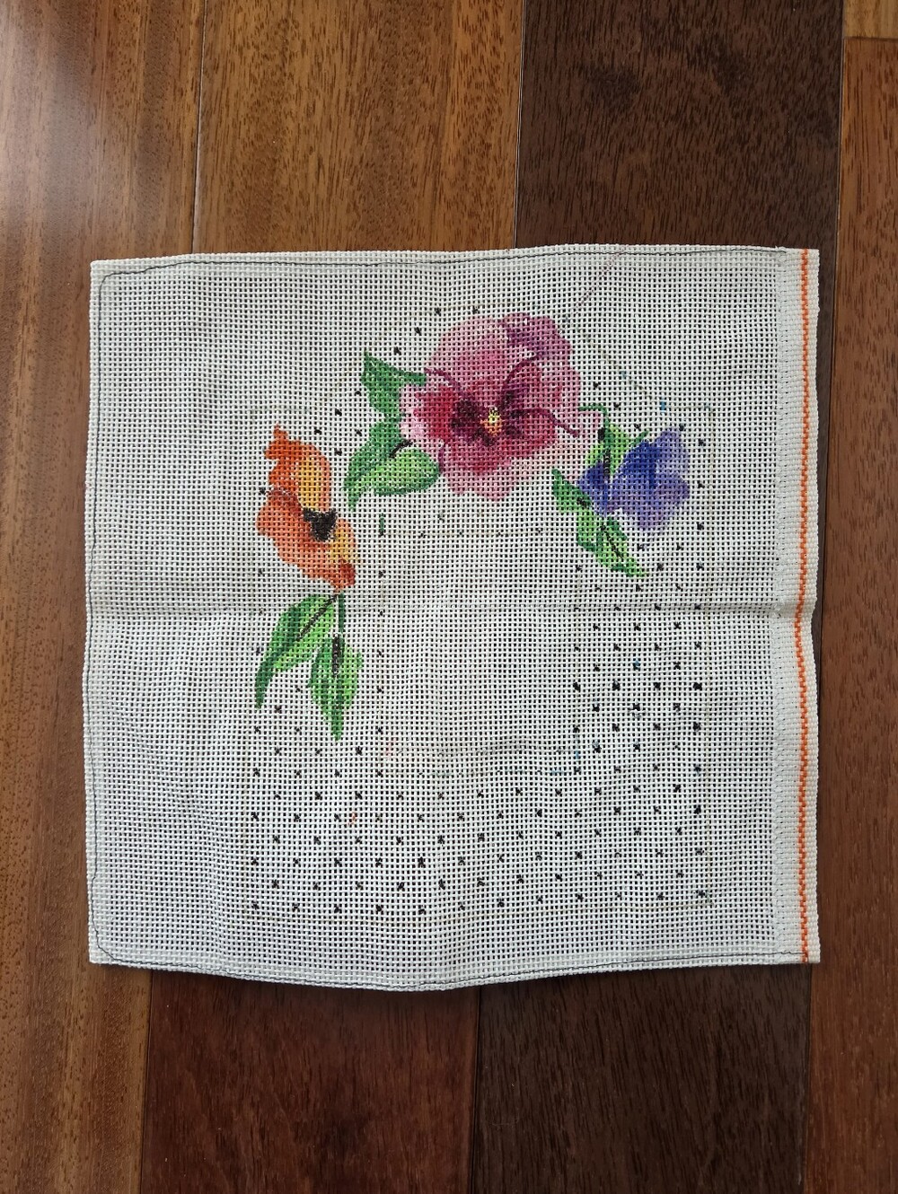Needlepoint Hand Painted Flower Picture Frame Canvas ONLY **NEW